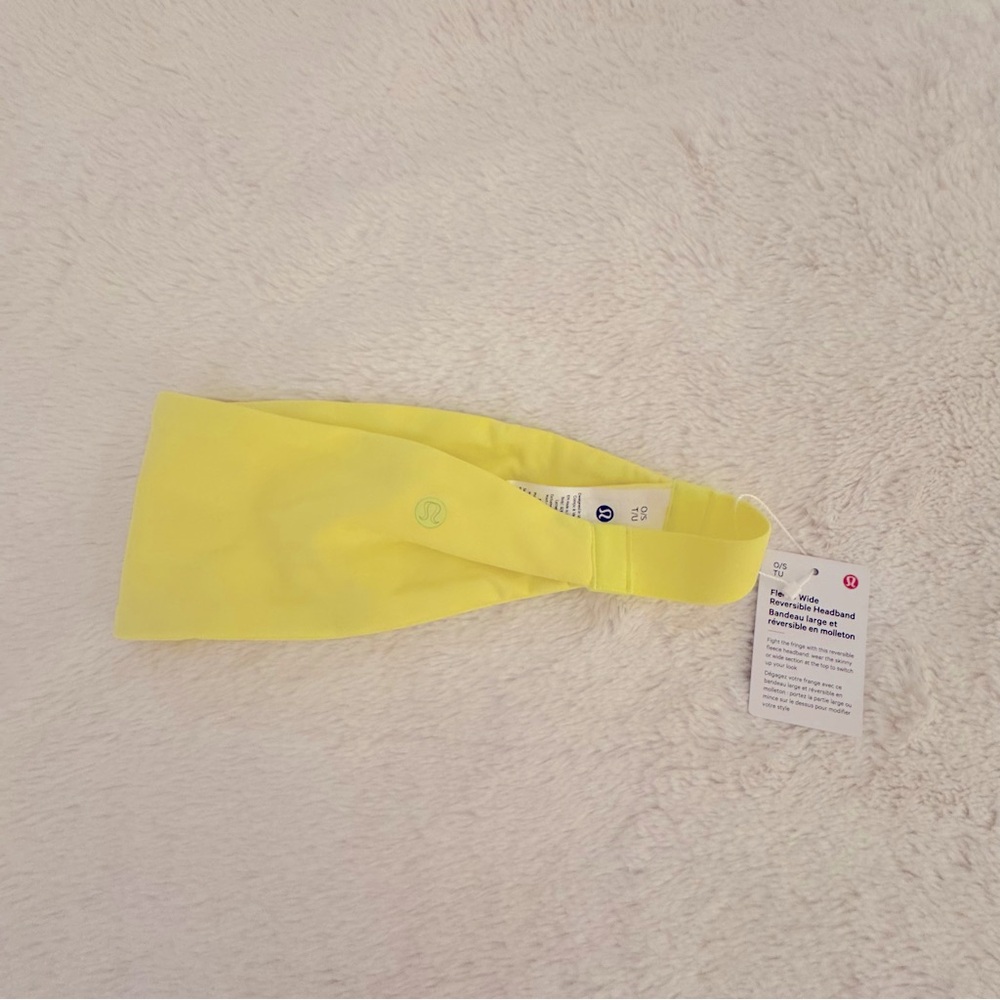 NWT Lululemon Wide Reversible Fleece Headband Electric Yellow